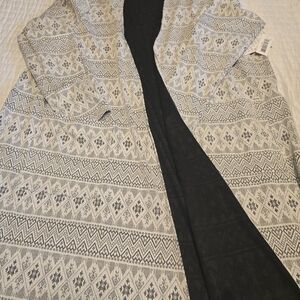 Geometric Patterned Open Front Cardigan